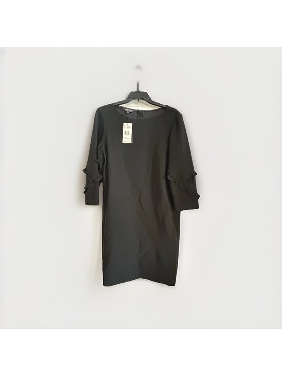 Lafayette 148 New York Dresses & Skirts - Lafayette 148 Dress Medium Womens Black Crepe Ruffle Sleeve Detail Shift NWT